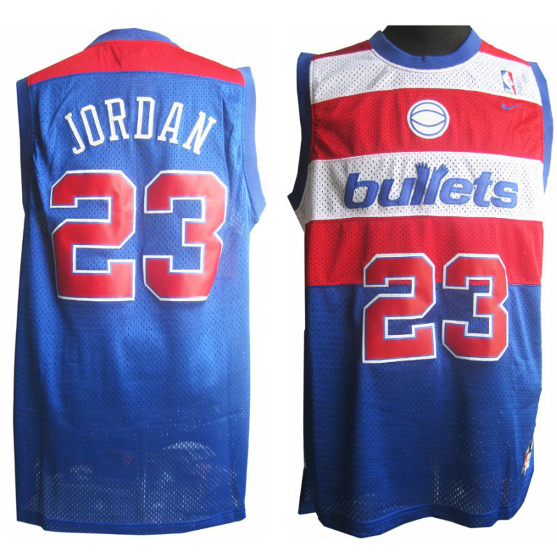 NBA Washington Bullets 23 Michael Jordan Throwback Blue Jersey